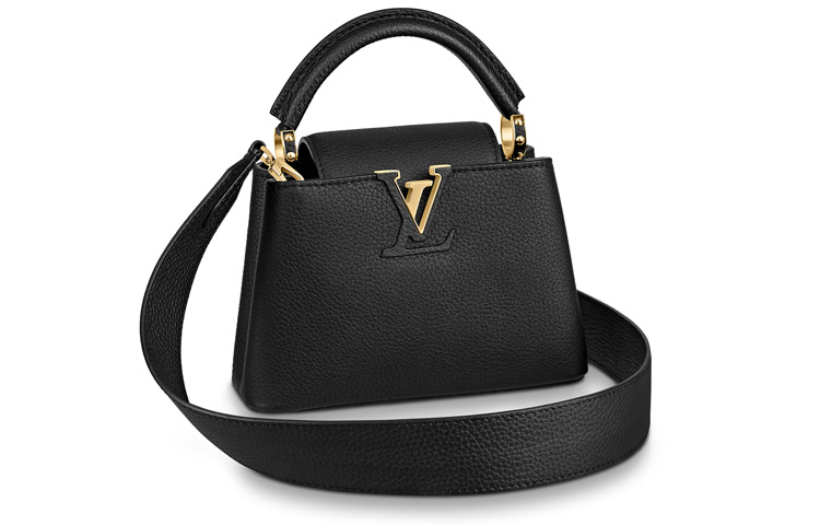 

Кожаная плечевая сумка кросс-боди мини женская черная Capucines LOUIS VUITTON