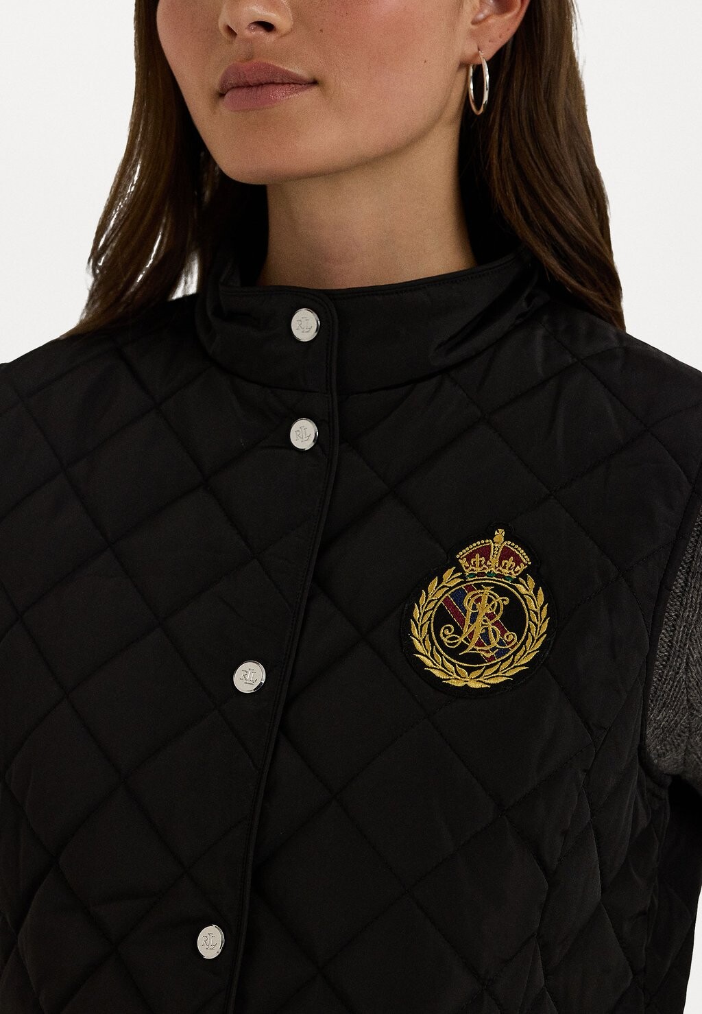 

Жилет CREST PATCH QUILTED MOCKNECK VEST Ralph Lauren, черный