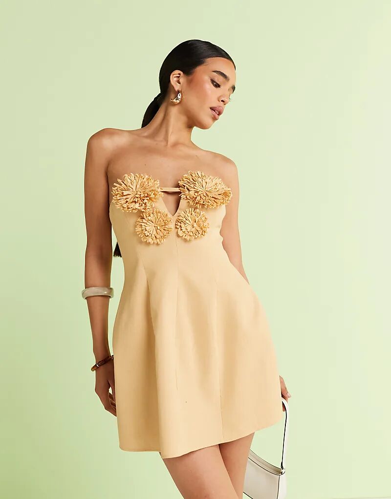 

Мини-платье из рафии ASOS DESIGN, натуральный цвет