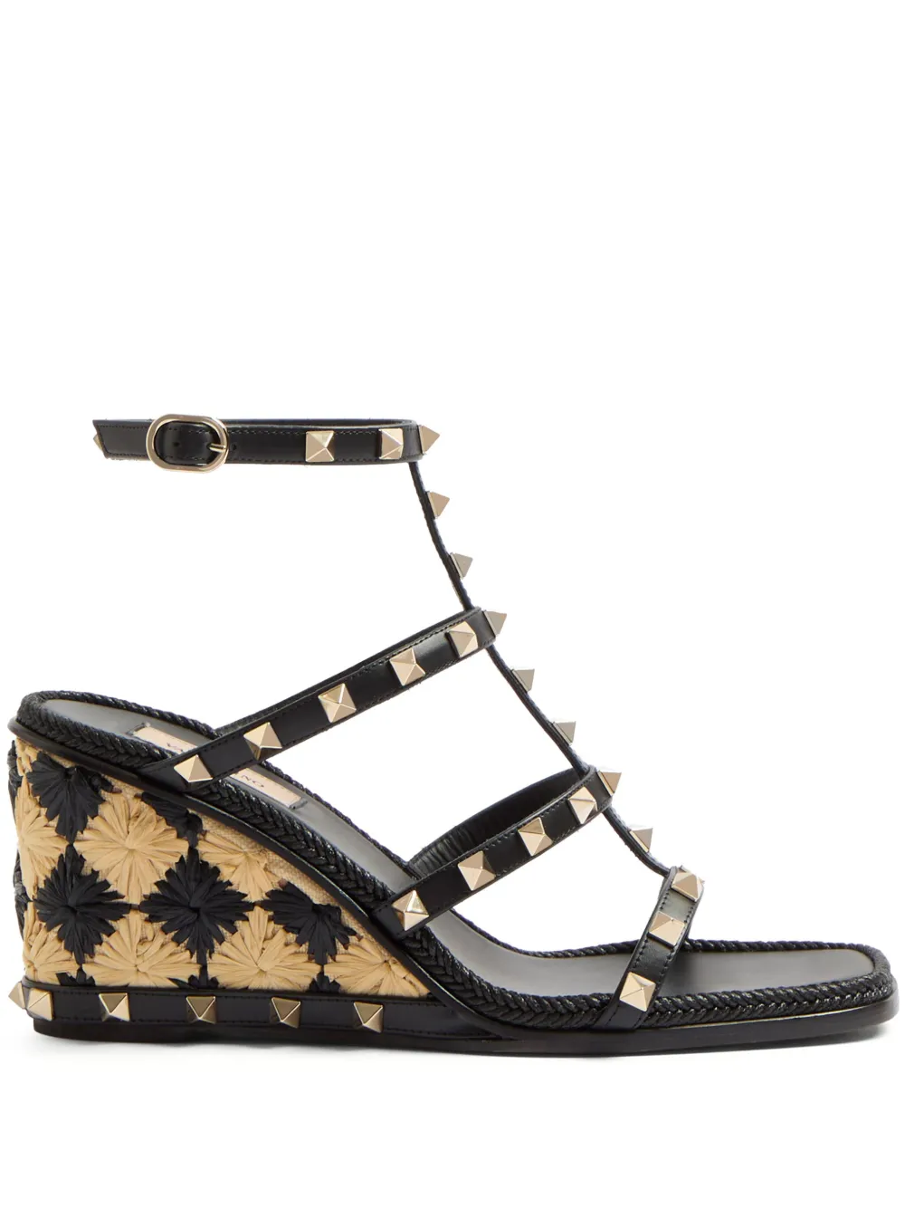 Босоножки Rockstud 80 на танкетке VALENTINO GARAVANI, черный