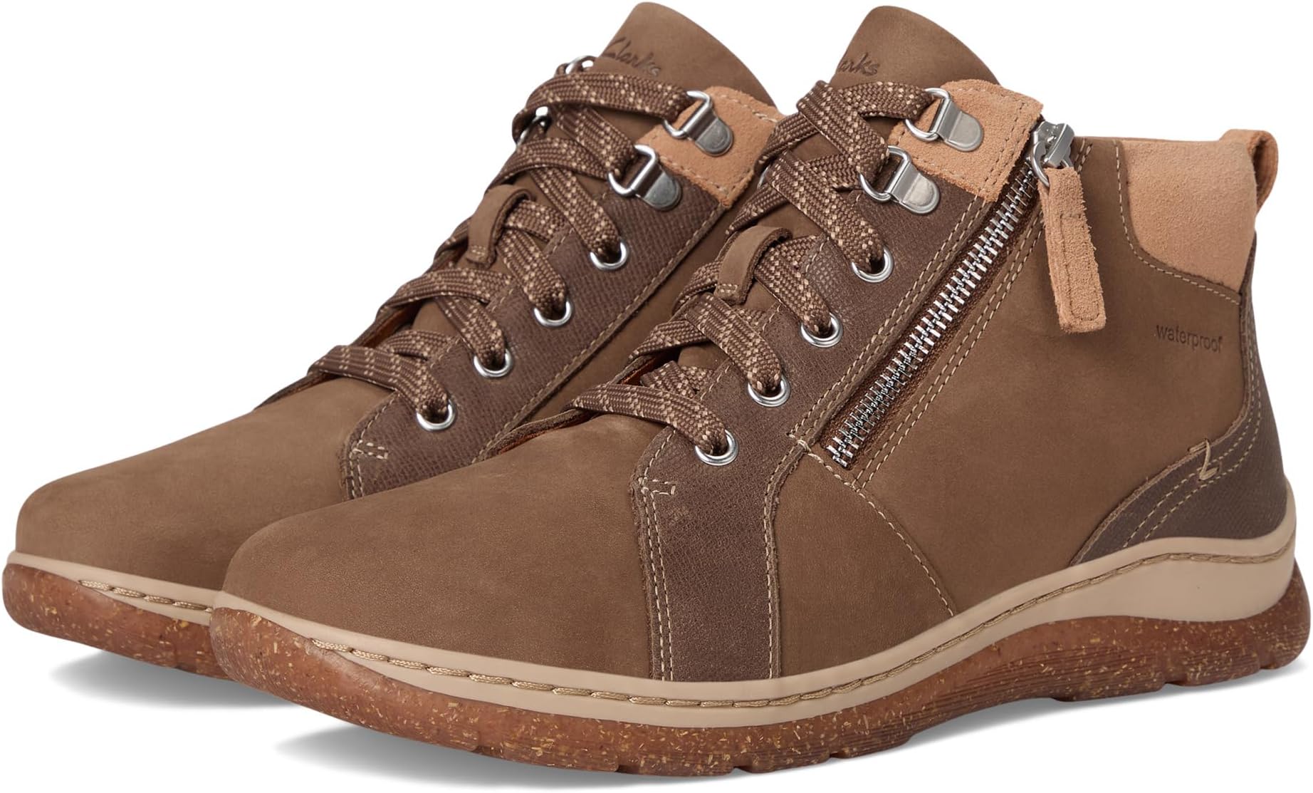 Ботинки женские Clarks Orlene Top водонепроницаемые из нубука, коричневый