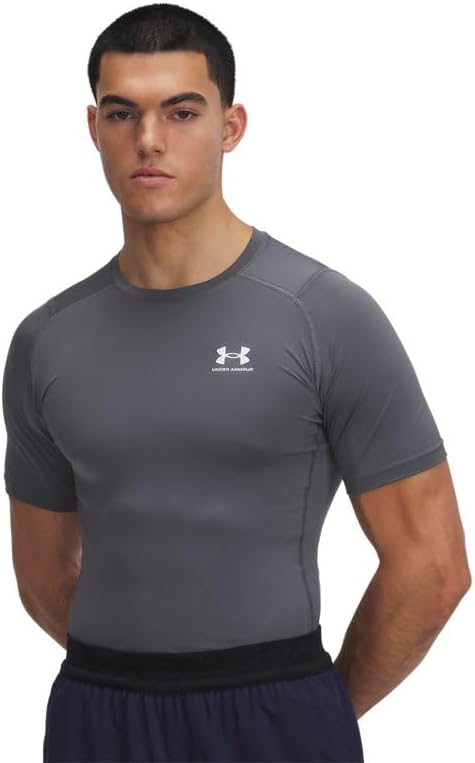 

Under Armour мужская футболка HeatGear Compression с коротким рукавом, (012) Pitch Gray/White