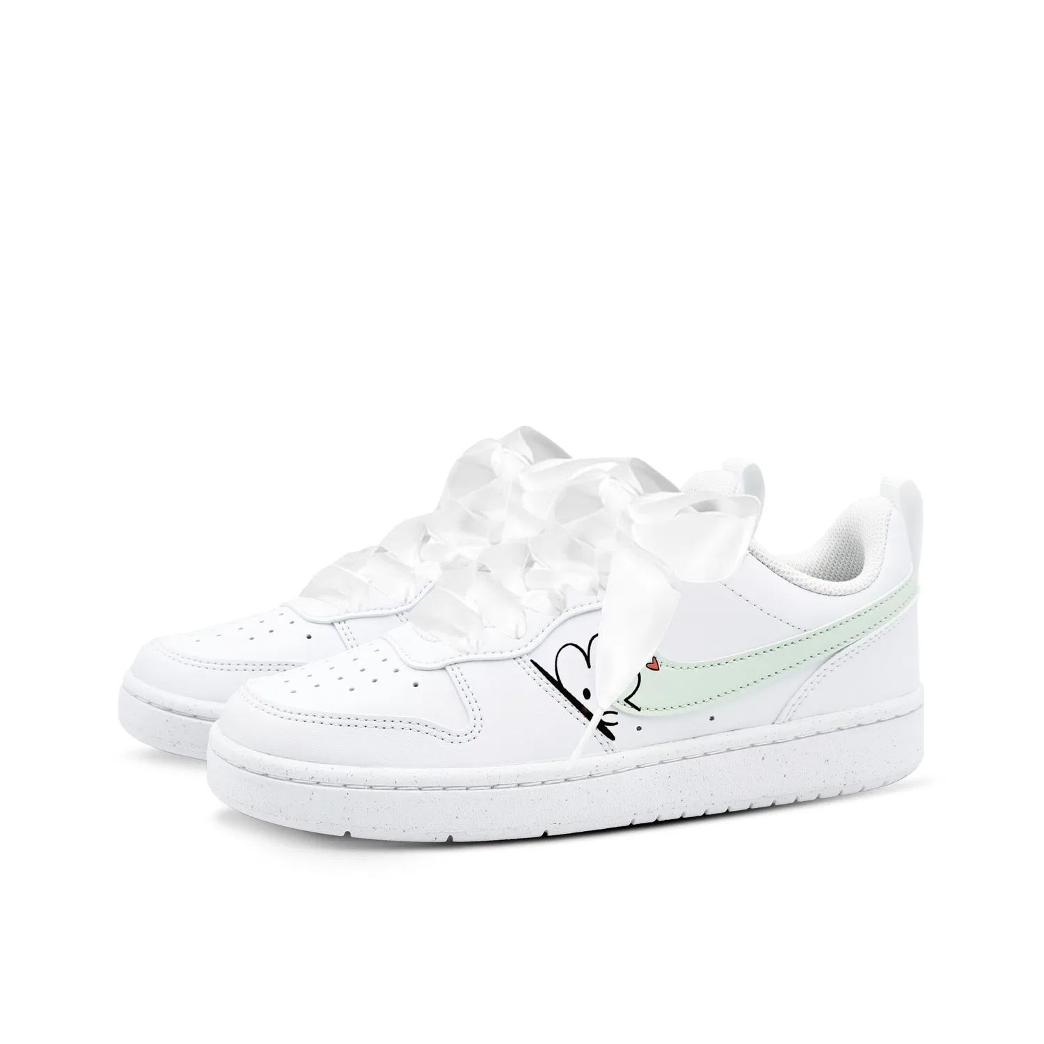 Кроссовки детские скейтбординг Nike Court Borough Cloud Bunny Leather Green/White/Black — фото 4