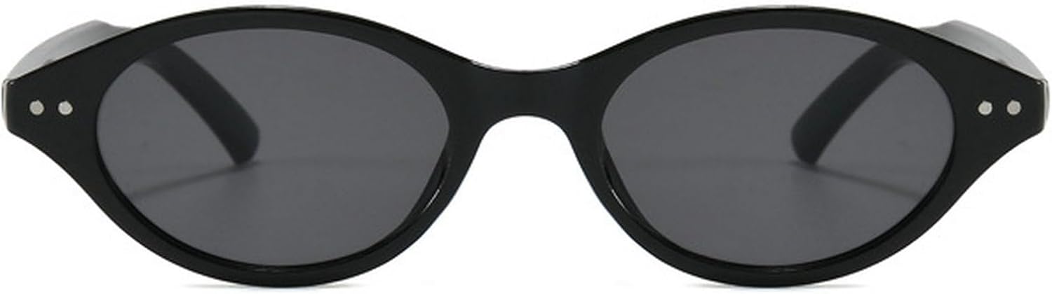 

Женские солнцезащитные очки овальной формы в стиле ретро, ​​конфетные оттенки, защита от УФ-излучения UV400; мужские модные солнцезащитные очки с заклепками mincl, Black