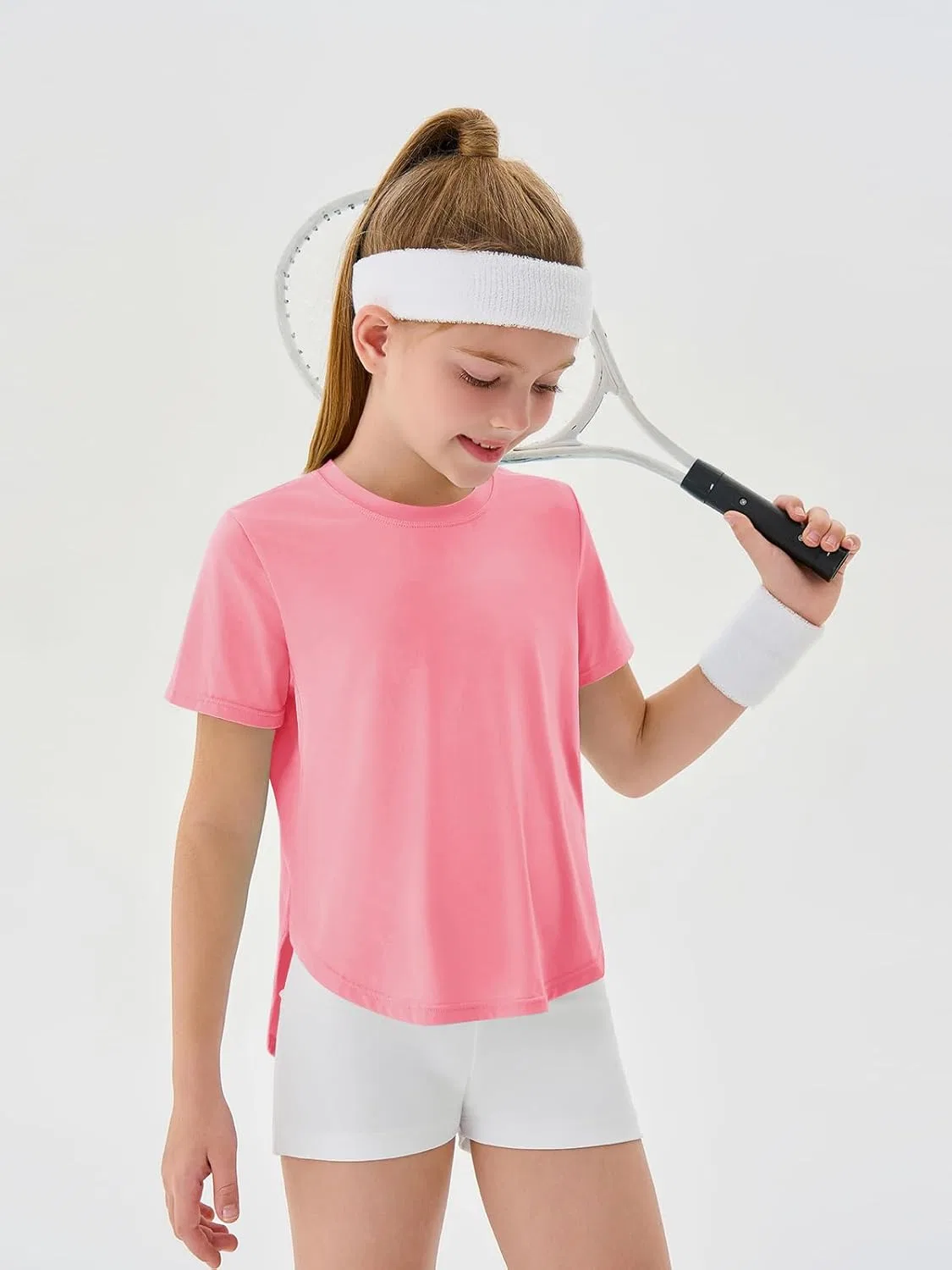 Детская футболка с быстросохнущей тканью Haloumoning, Light Pink — фото 4