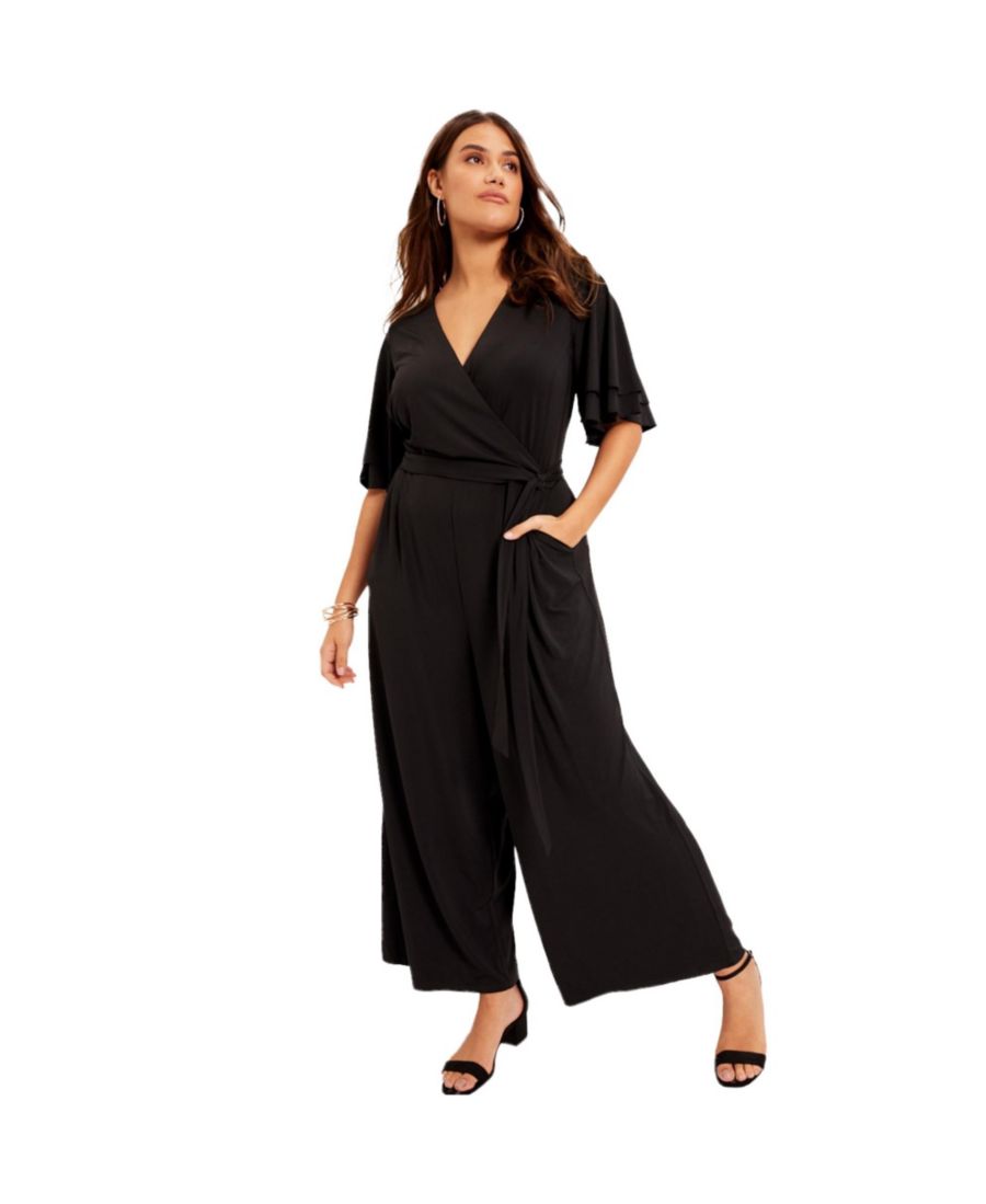 

Женский комбинезон June + Vie с широкими штанинами June & Vie, Black