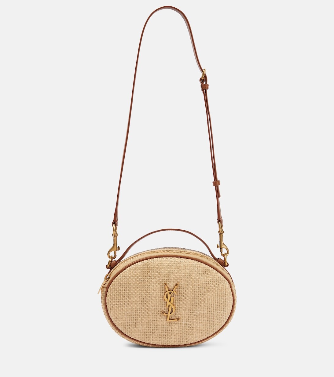 

Сумка через плечо из рафии с кожаной отделкой Saint Laurent, бежевый