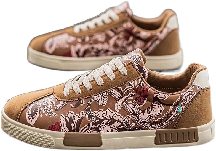 

Дышащие холщовые ботинки в богемном стиле с принтом, противоскользящие, для мужчин больших размеров, летняя обувь для прогулок с случайным цветочным рисунком и легким комфортом Ctkvbmeoi, коричневый