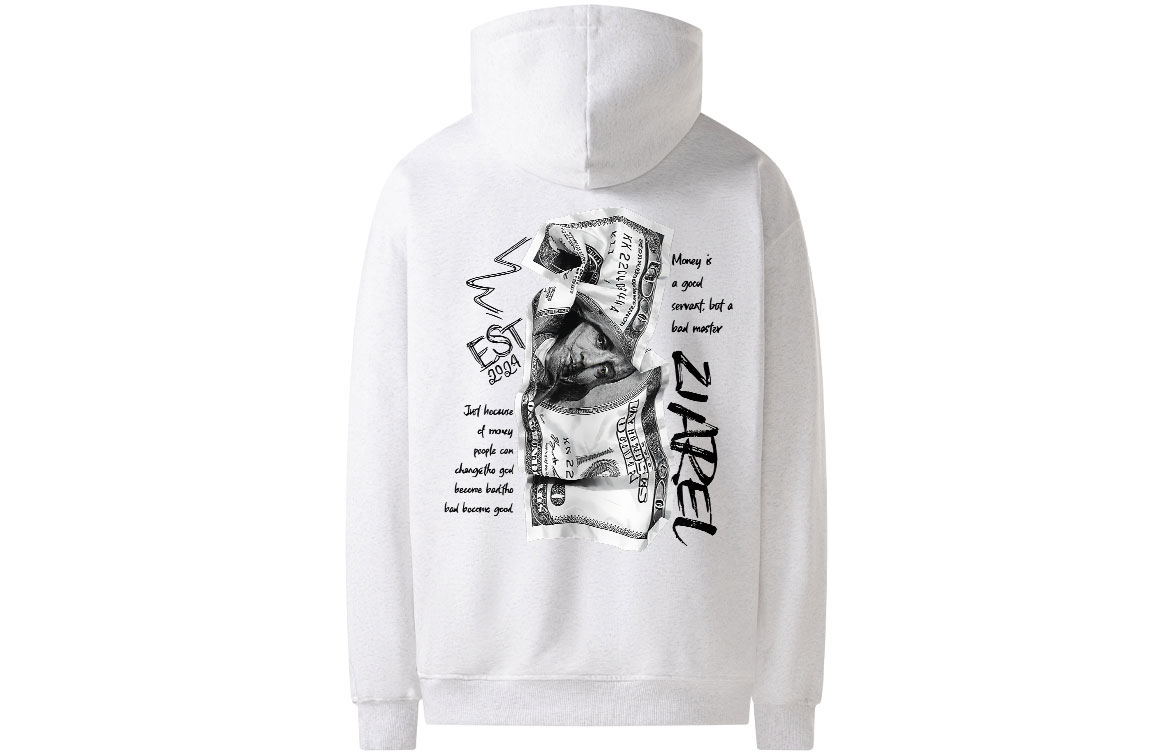 

Толстовка Unisex Hooded Moderate Heavyweight ZIAREL, белый heather серый