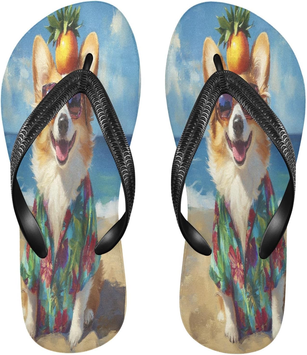 

Вьетнамки Corgi Beach Blue, пляжный душ, резиновые нескользящие летние шлепанцы для женщин и мужчин Sinestour