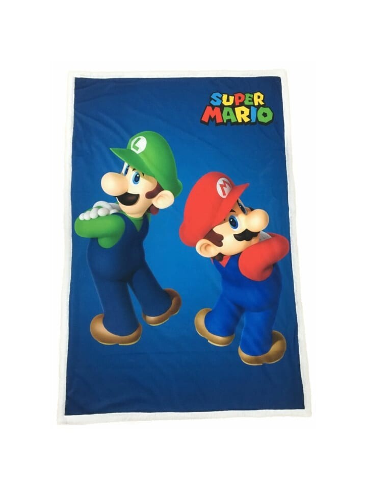 

Пуховое одеяло Super Mario Sherpa Fleece 100 x 150 cm Fans und Komfortliebhaber, синий