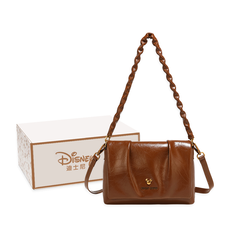 

Disney Микки Серия ПУ плиссированная маленькая квадратная сумка, Coffee