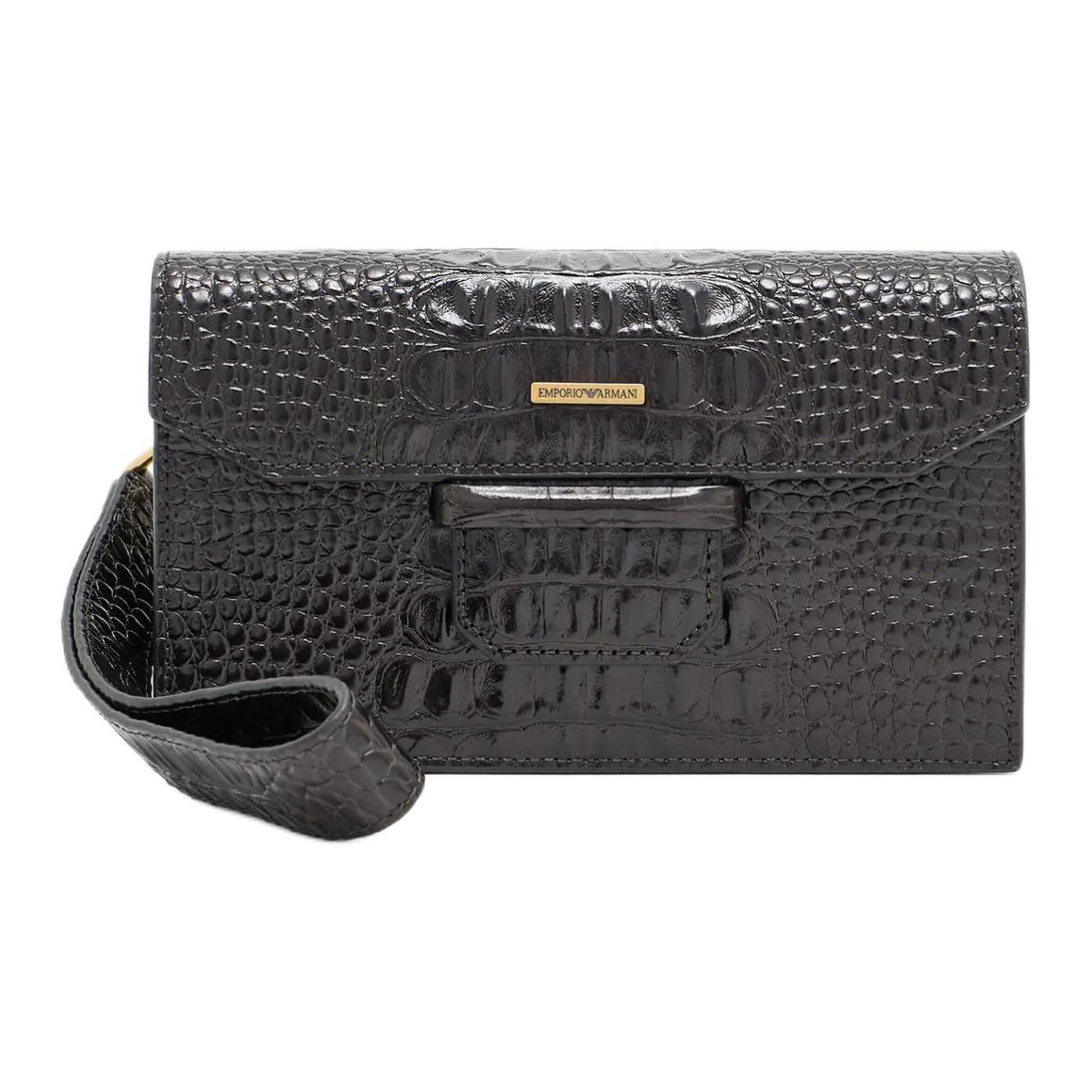 

EMPORIO ARMANI Мини-клатч из коровьей кожи эбеново-коричневый мужской