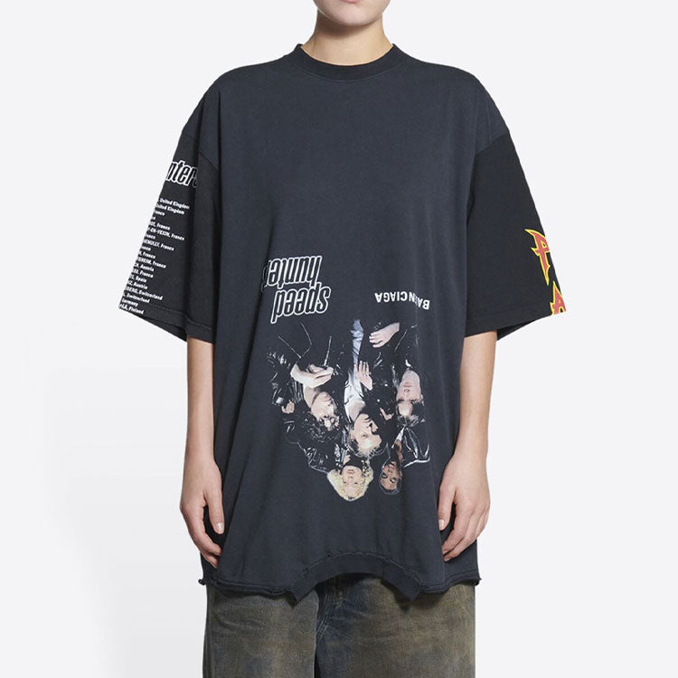Футболка Balenciaga Speed Hunters Upside Down T-Shirt Oversized 'Black Faded', черный — фото 3