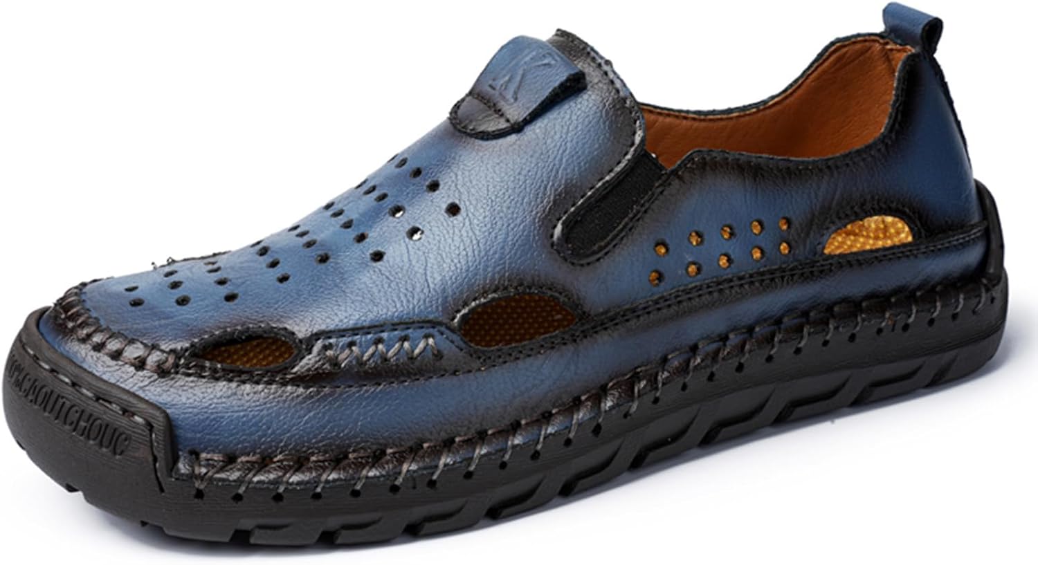 

Мужские спортивные сандалии SPWAGYM, летние кожаные сандалии-рыбацкие, с закрытым носком, на скользящей подошве, повседневная обувь, синий