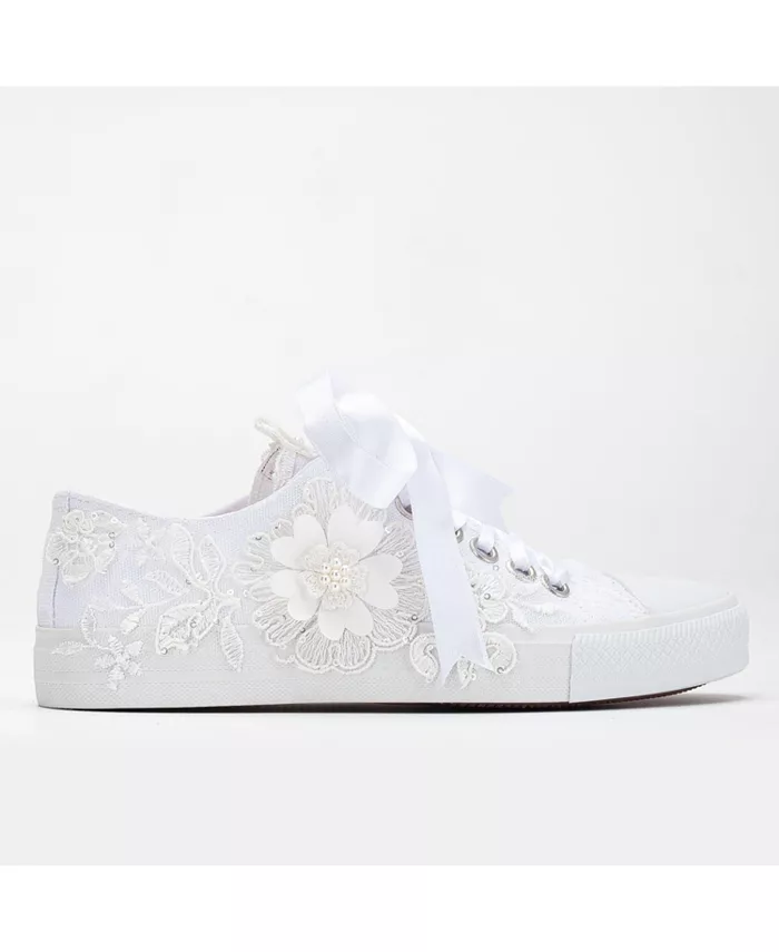 Кроссовки свадебные Peyton с цветочным кружевом Forever & Always Shoes, белый