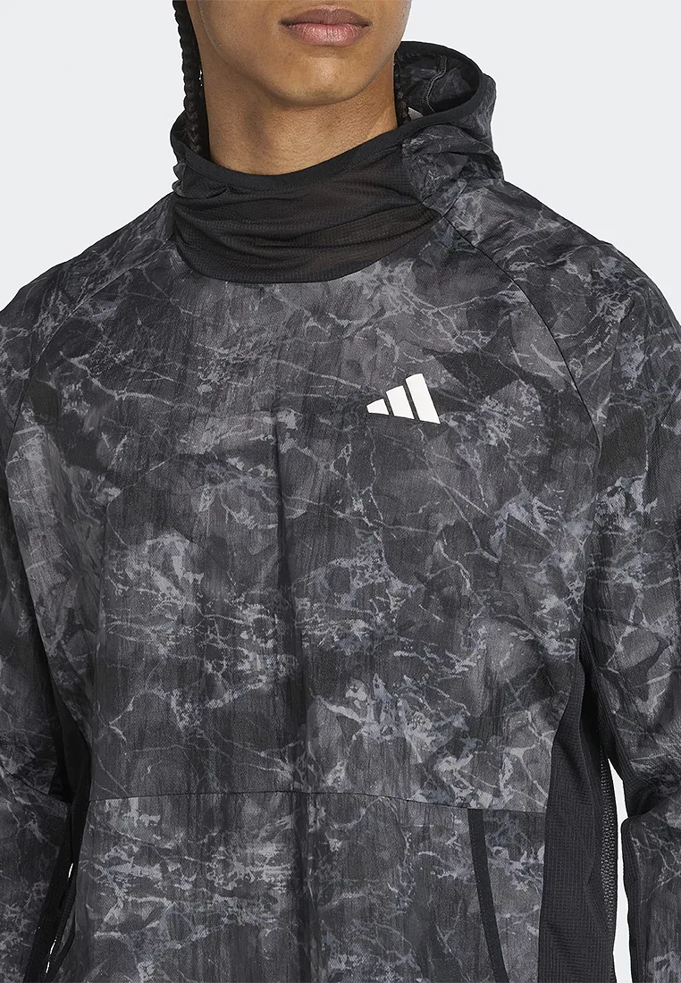 Толстовка с капюшоном, спрей-окрашивание, Own The Run, Unitefit Adidas, черный/серый — фото 3