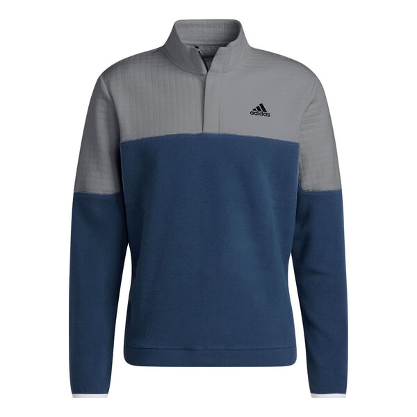 

Толстовка Men's adidas Colorblock Half Zipper Stand Collar Logo Embroidered Pullover Long Sleeves Blue, синий