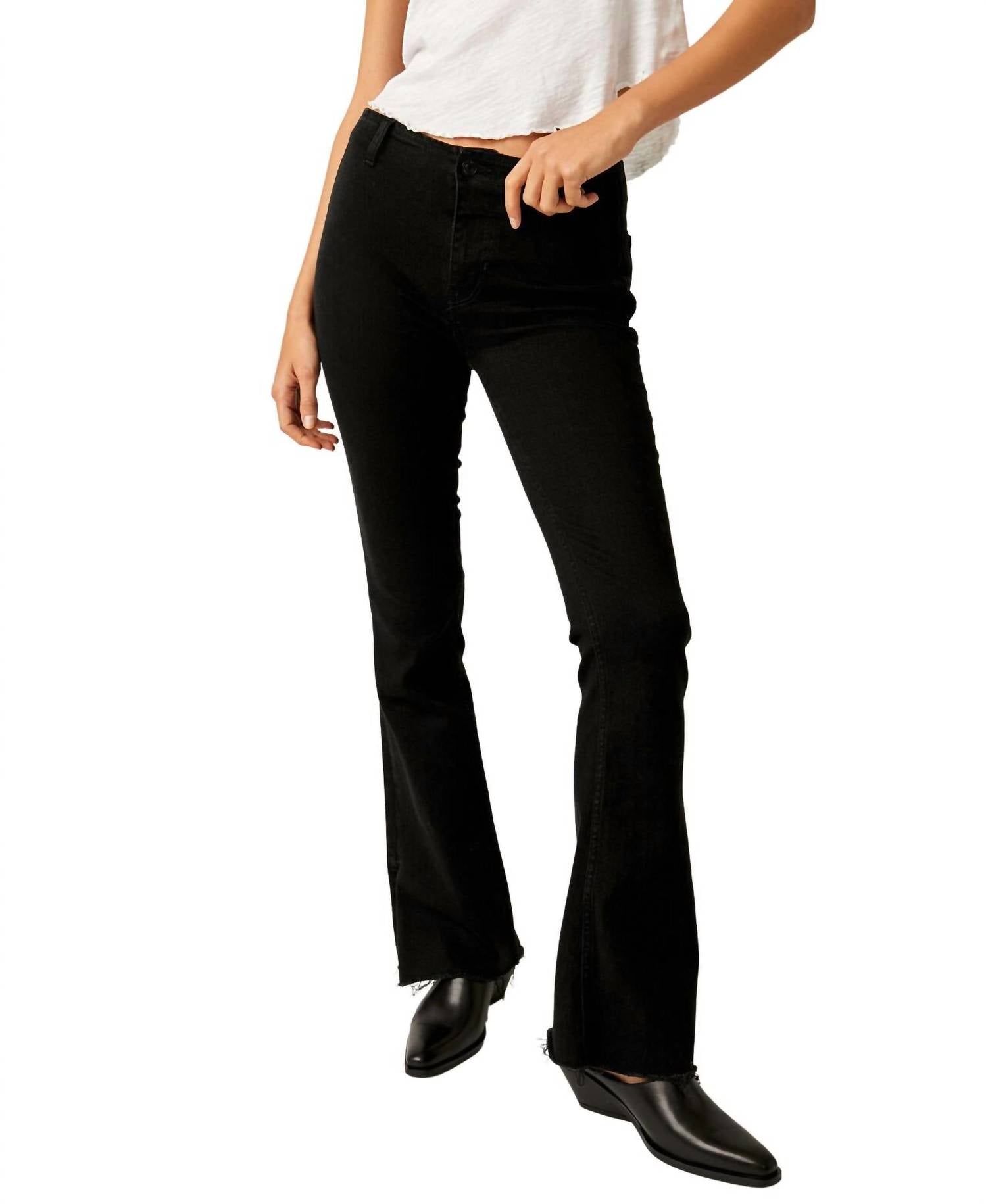 

Джинсы с разрезом Level Up Boot Cut черного цвета Free People