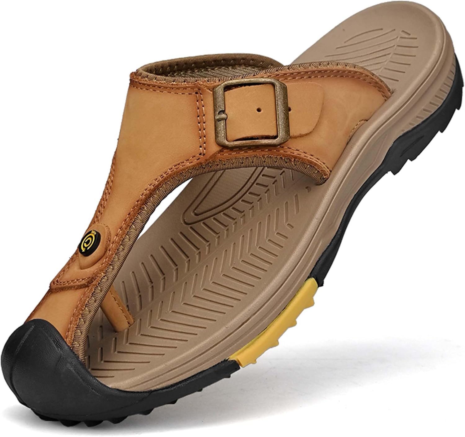 

Мужские сандалии Vtiao из натуральной кожи, модные повседневные шлепанцы, премиальные шлепанцы, летние пляжные сандалии с защитой для пальцев, хаки