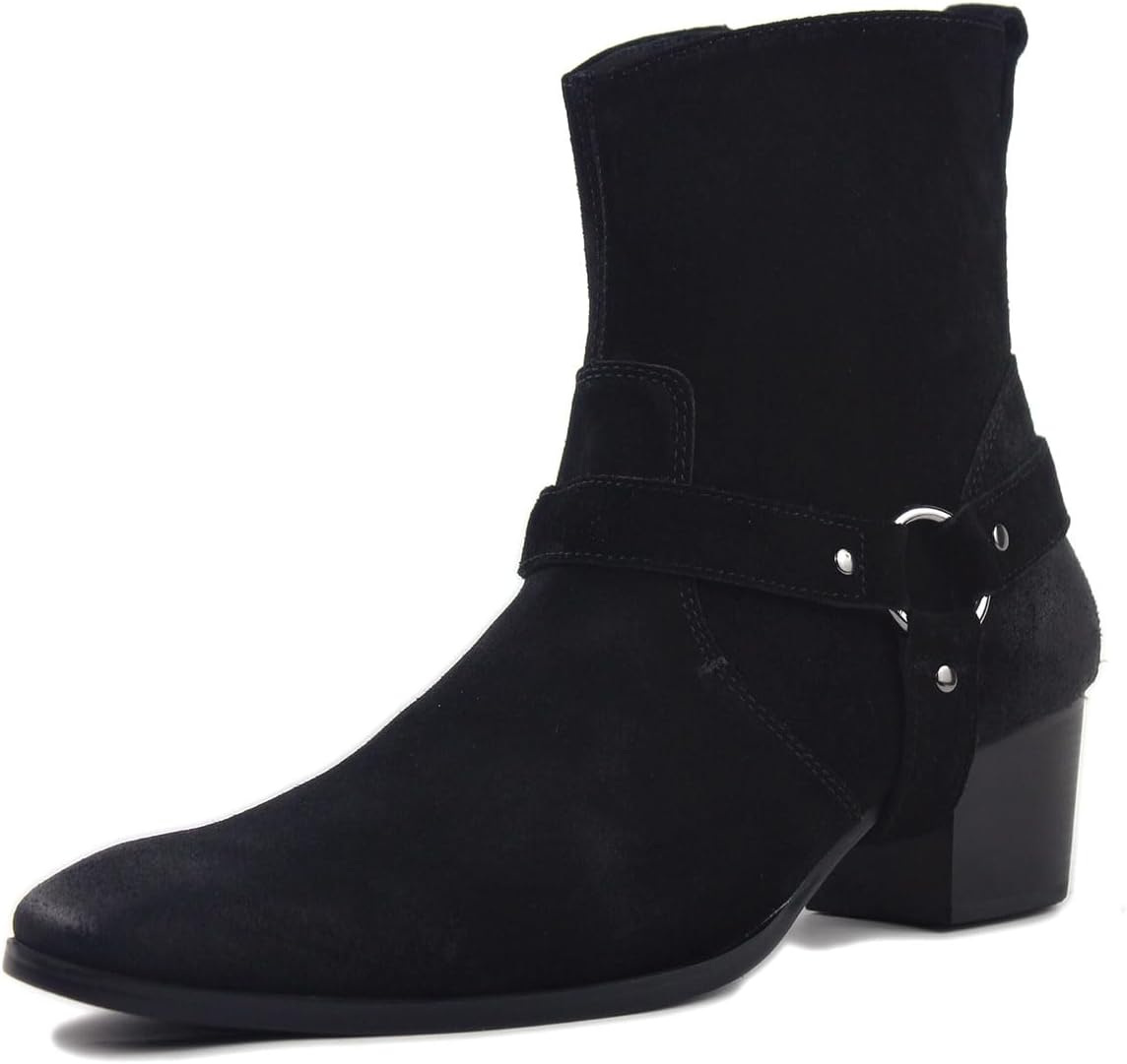 

Мужские дизайнерские кожаные ботинки OSSTONE Chelsea, повседневные ботинки с каблуком на молнии OS-JY002-US, черный