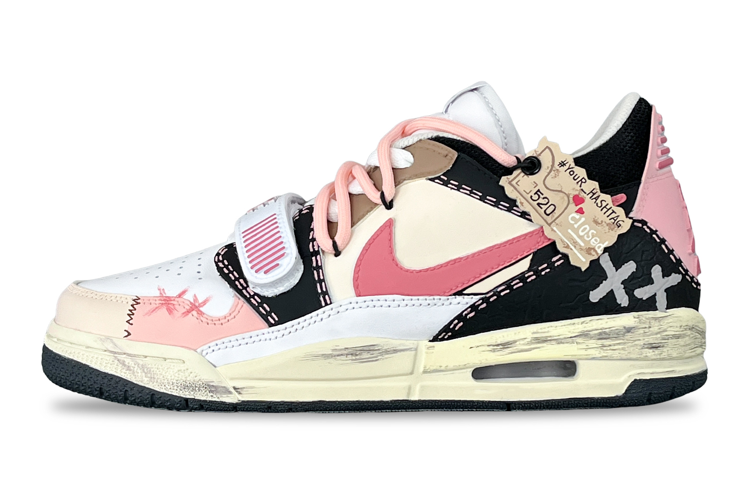 

Детские баскетбольные кроссовки Legacy 312 Low Dreamland, Sakura Infused Dream с противоскользящей амортизацией Jordan, черный розовый белый