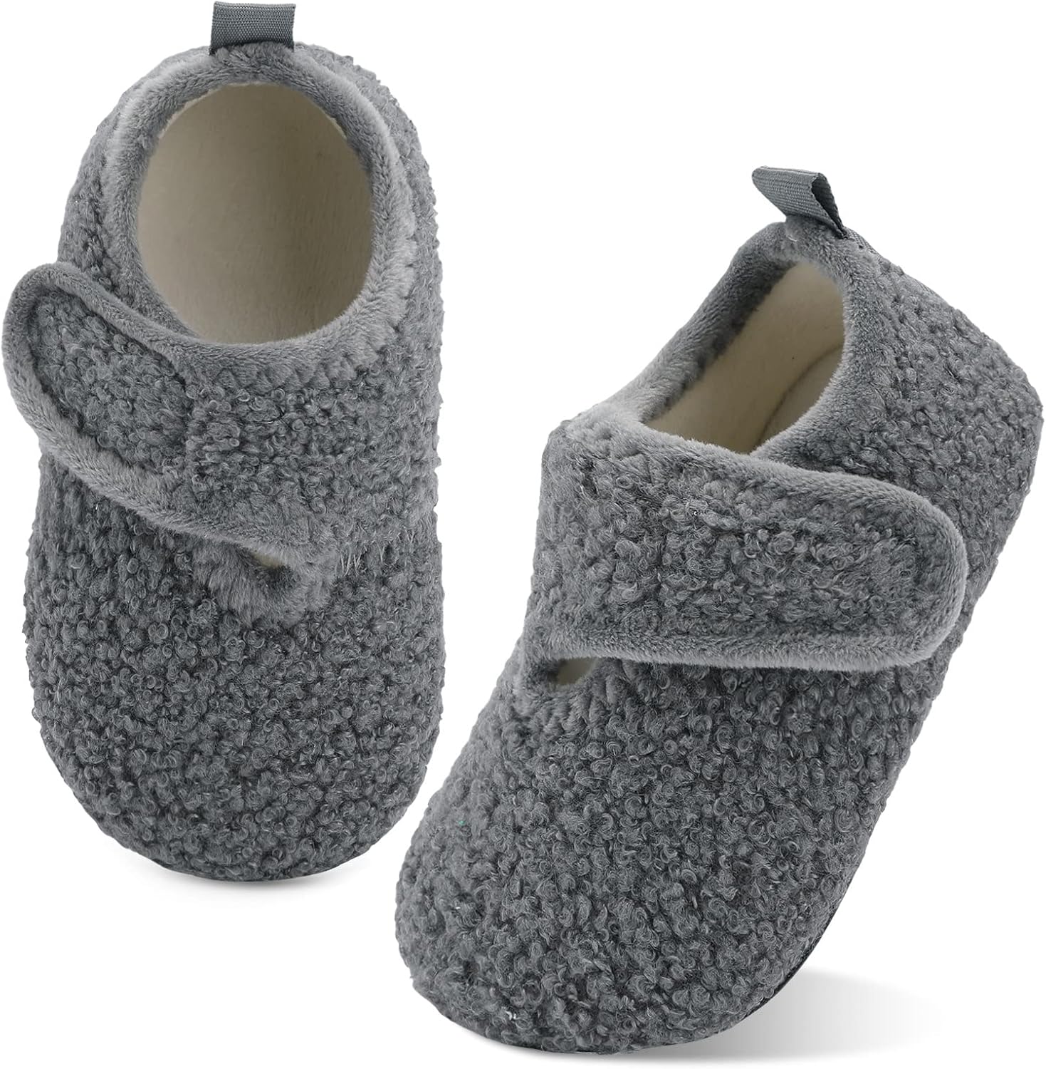 

Домашние тапочки для детей XIHALOOK для мальчиков и девочек с микрофлисовой подкладкой, уютные, с подошвой против скольжения, D Grey