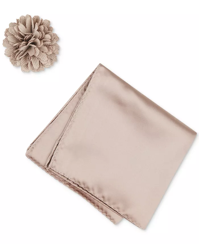 

Комплект из мужского однотонного нагрудного платка и значка на лацкан Construct, загар/бежевый