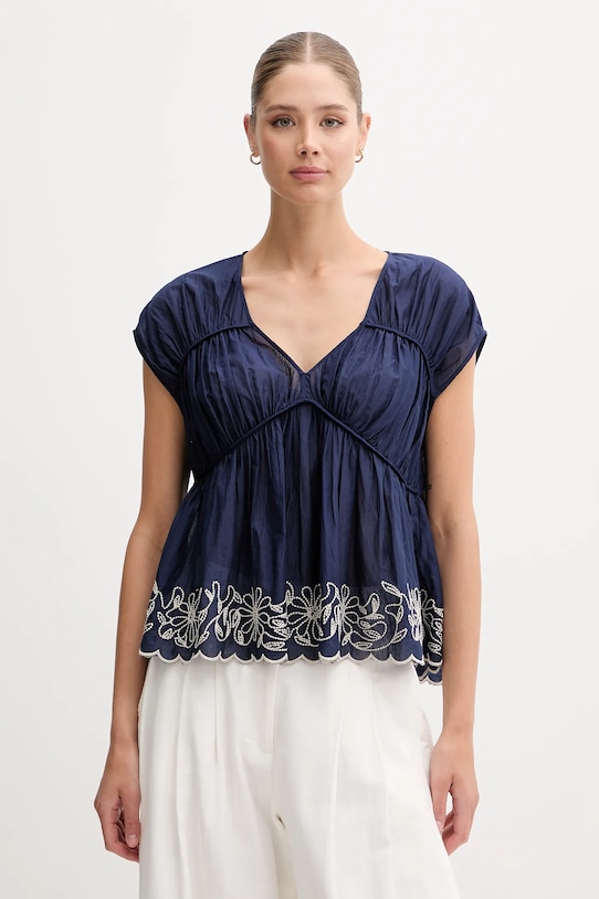 

Хлопковая блузка United Colors Of Benetton, темно-синий