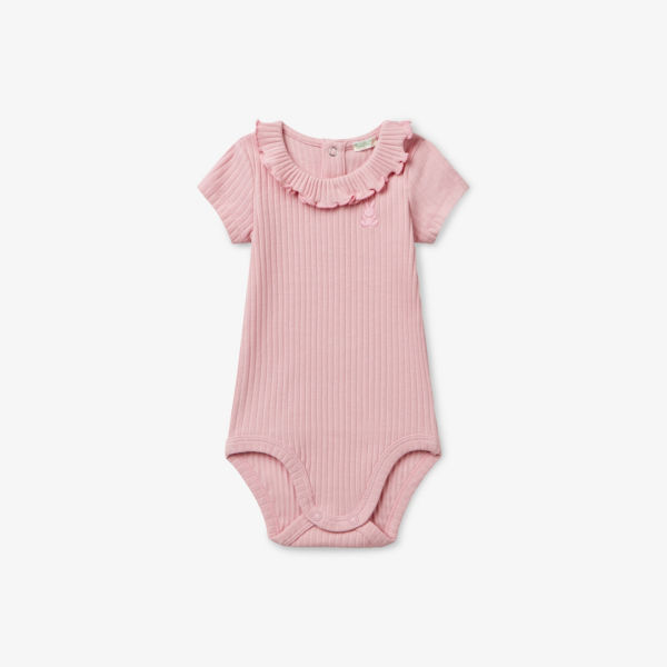 

Боди из хлопка с рифленым воротником-рюшем, 1-18 месяцев Benetton, розовый