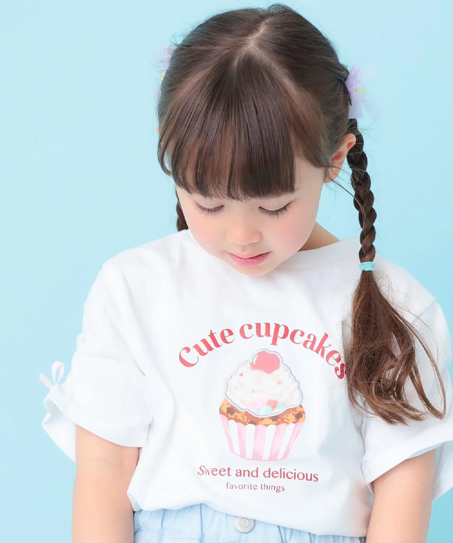Детская футболка с бисером и принтом SHOO・LA・RUE Cup Cage Flake сакс — фото 2