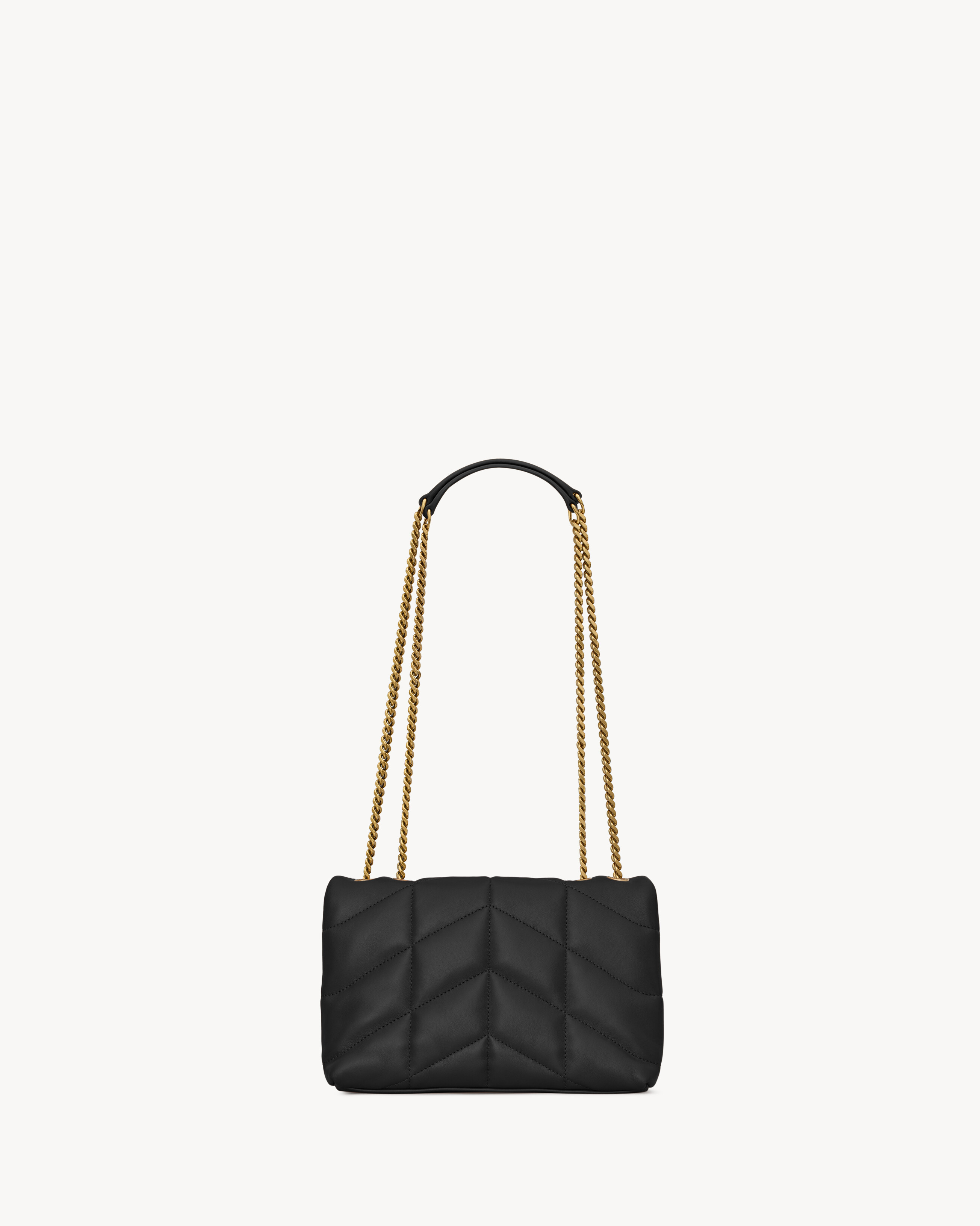 Мини-сумка Puffer из ягнячьей кожи Saint Laurent, черный — фото 3
