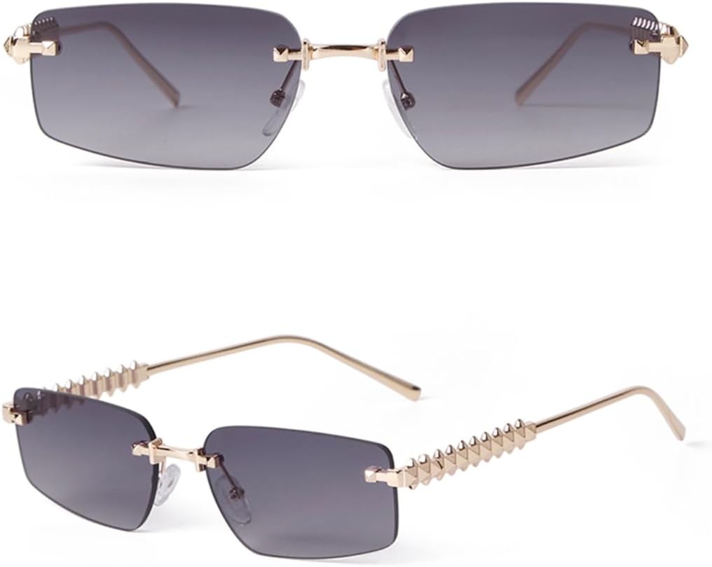 

Солнцезащитные очки без оправы с градиентным переходом цвета для женщин и мужчин, прямоугольные, модные, роскошные, для уличной фотосъемки, с защитой от УФ-излучения UV400 VFDHN, 2