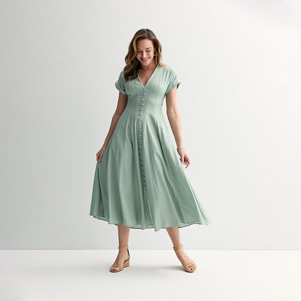 

Женское платье-трапеция из льна с v-образным вырезом Taylor