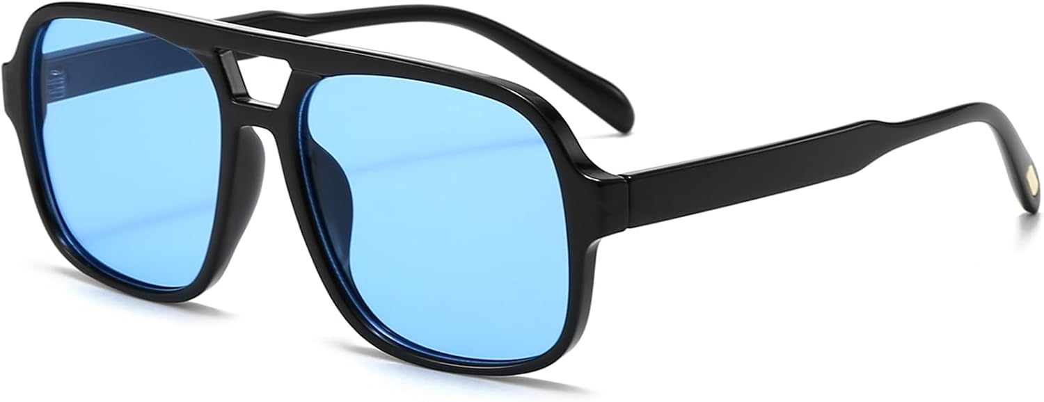 

Ретро-солнцезащитные очки-авиаторы для женщин и мужчин. Модные классические квадратные солнцезащитные очки-авиаторы в стиле 70-х. Винтажные очки Breaksun, Black/Ocean Blue