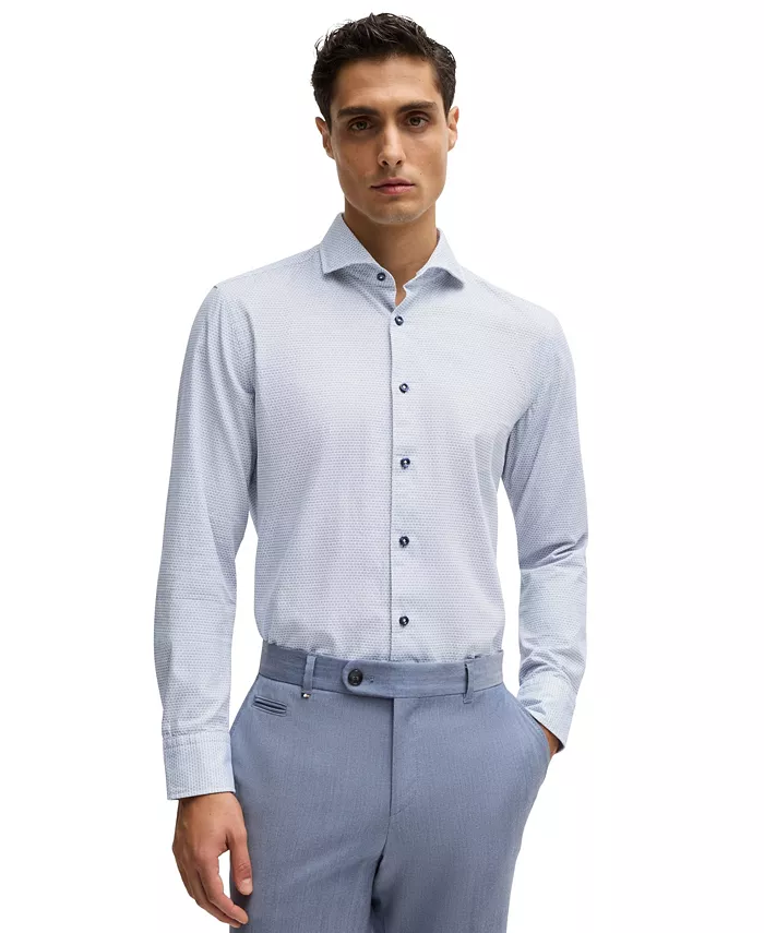 

Мужская повседневная рубашка с отложным воротником Casual-Fit Hugo Boss, синий