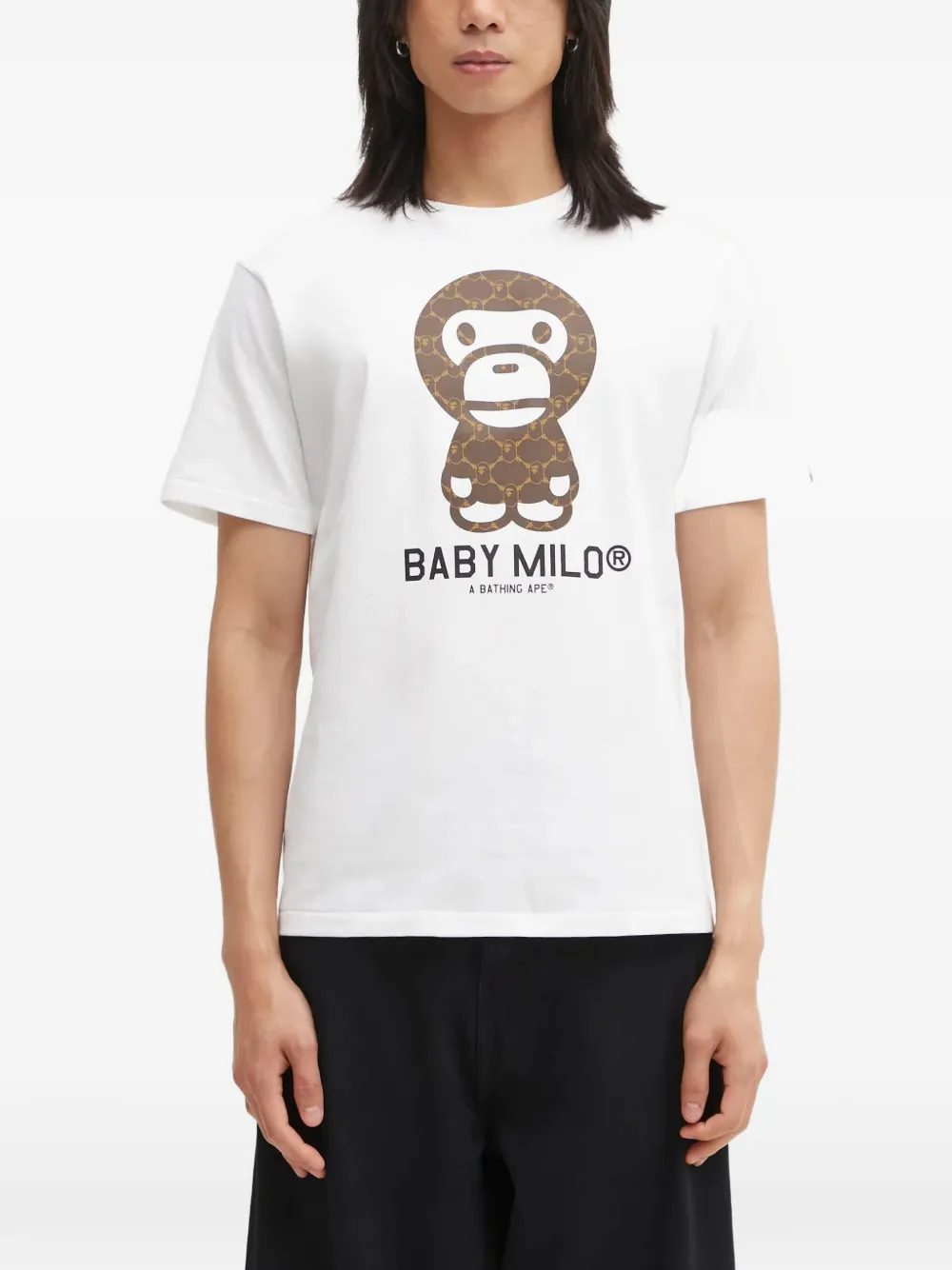 

Футболка с графическим принтом college monogram baby milo A BATHING APE, белый