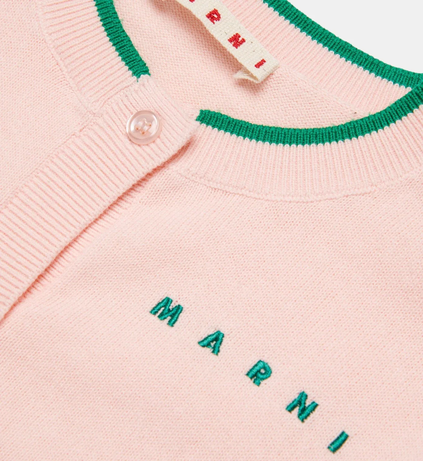 Кардиган с круглым вырезом и логотипом Marni, розовый — фото 3