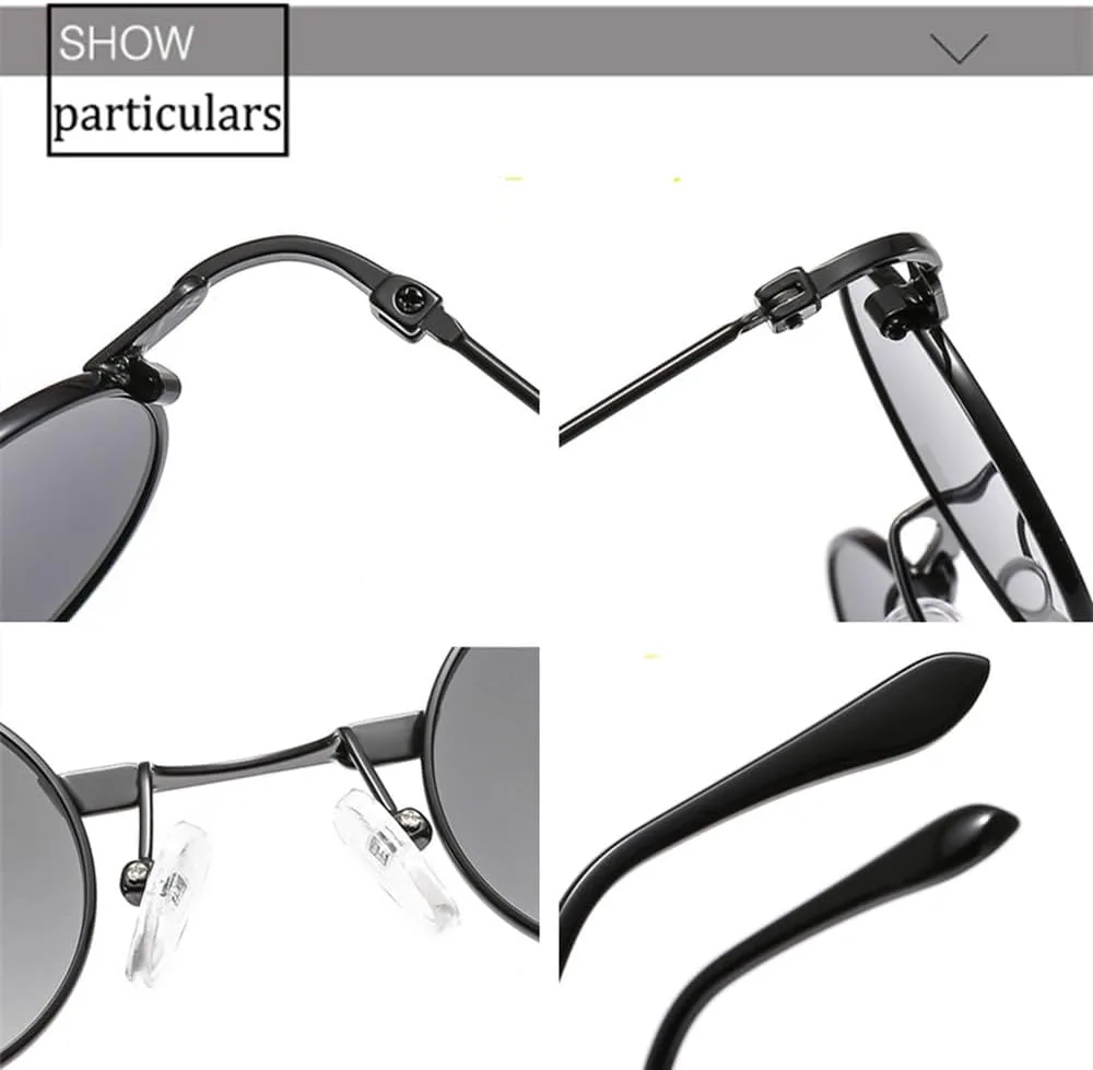 

Винтажные мужские и женские солнцезащитные очки в стиле ретро-панк, маленькая круглая металлическая оправа, цветные линзы, модные очки, SUN2017 Generic, C1 Black-grey