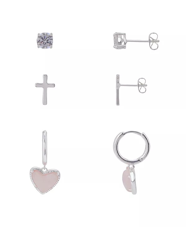 

Серьги из трёх кубических цирконий серебристого оттенка Unwritten, silver