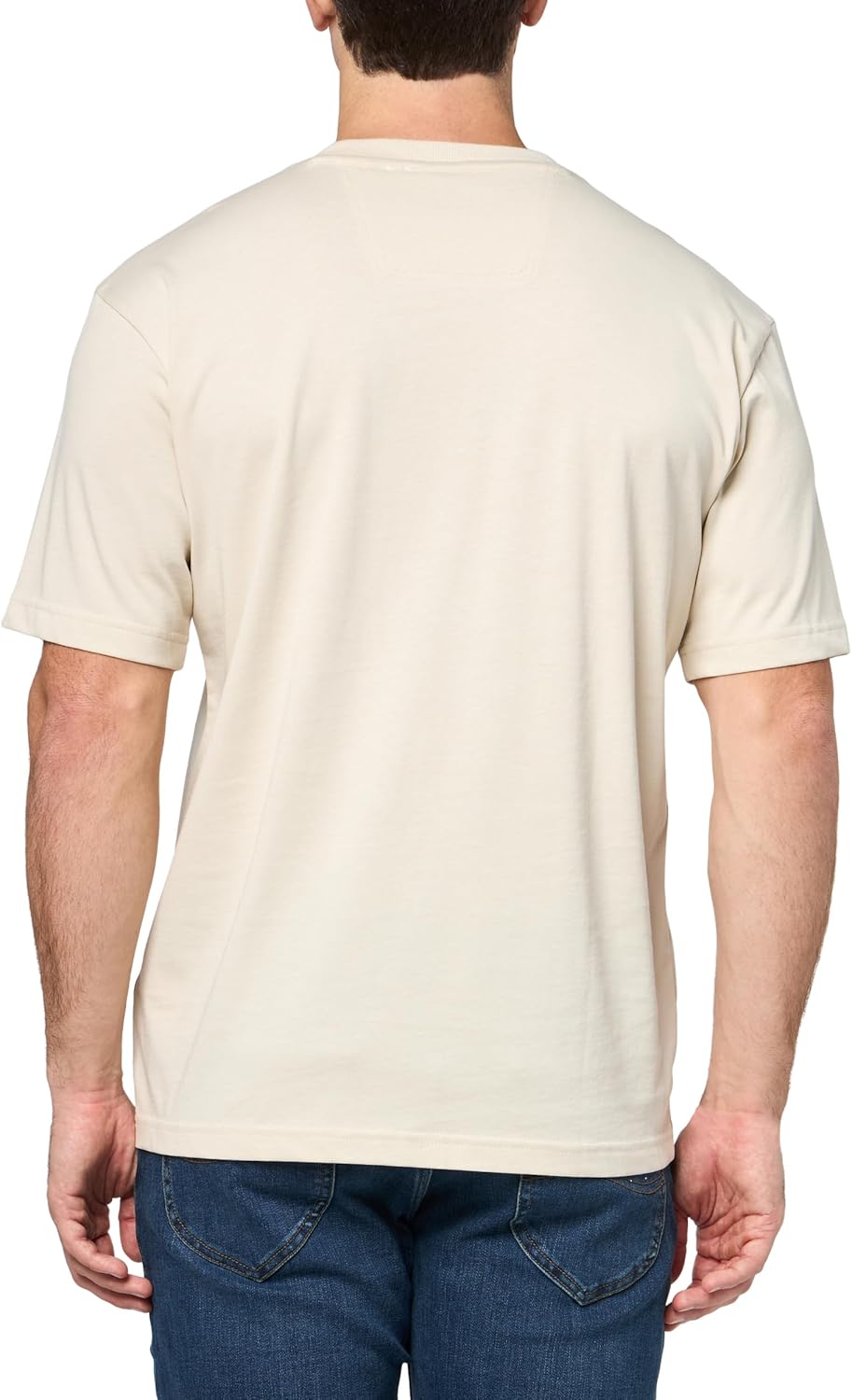 Мужская хлопковая футболка BOSS Tonal Center Logo, Almond Milk Cream — фото 2