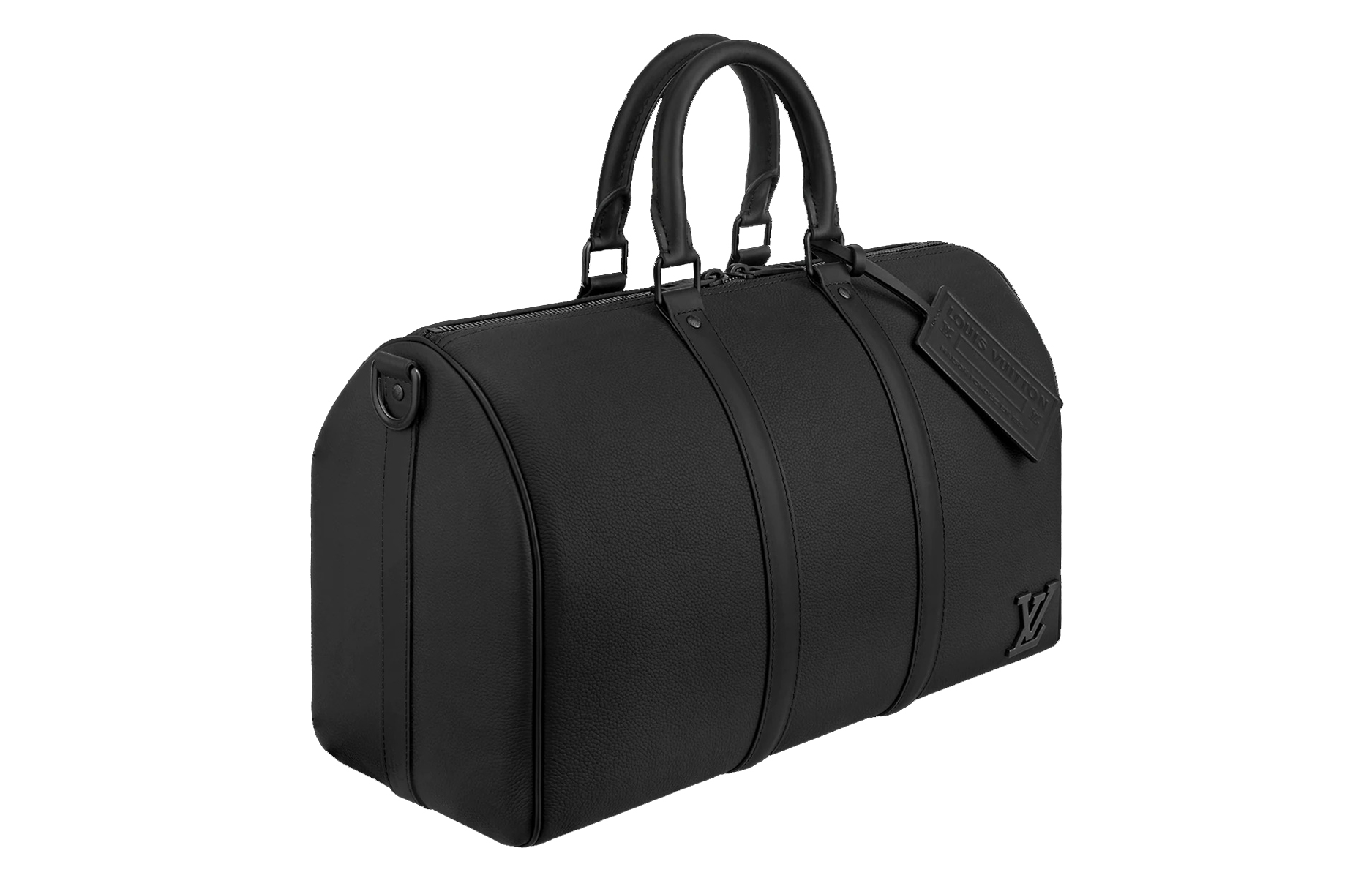Сумка для путешествий Keepall Aerogram из кожи коровы через плечо на одно плечо мужская черная LOUIS VUITTON — фото 3