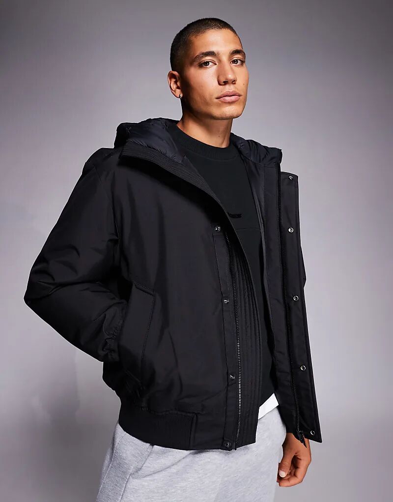 

Утепленная куртка-бомбер Boss Orange Osis черного цвета с капюшоном