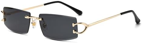 

Солнцезащитные очки без оправы для женщин, металлические солнцезащитные очки для мужчин, защита от УФ-излучения UV400, женские солнцезащитные очки MTZJH, Gold With Black