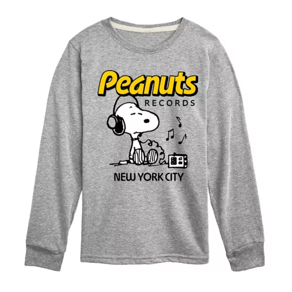 

Футболка с длинным рукавом и принтом Peanuts Records Snoopy в наушниках для мальчиков 8-20 лет Licensed Character, серый