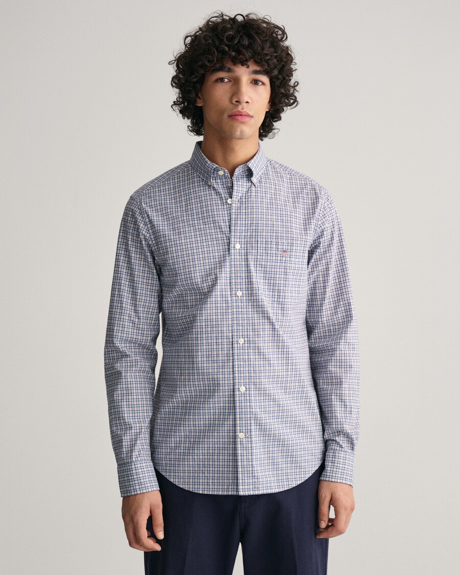 

Клетчатая рубашка GANT Regular fit Button Up Shirt, синий