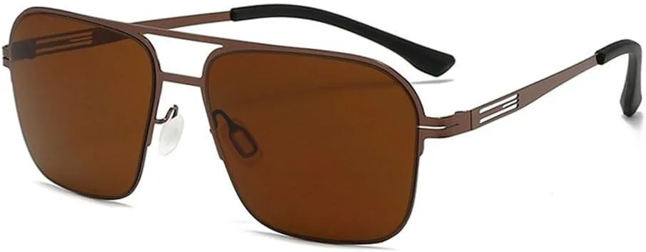 

Модные металлические поляризованные солнцезащитные очки 2025 года для мужчин, для вождения, с защитой от УФ-излучения, большая квадратная оправа PRSTNN, Bronze Tea