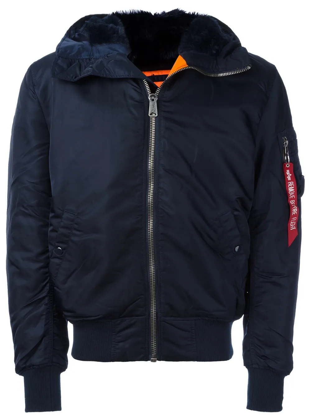 

Куртка-ветровка с меховым воротником Alpha Industries, синий