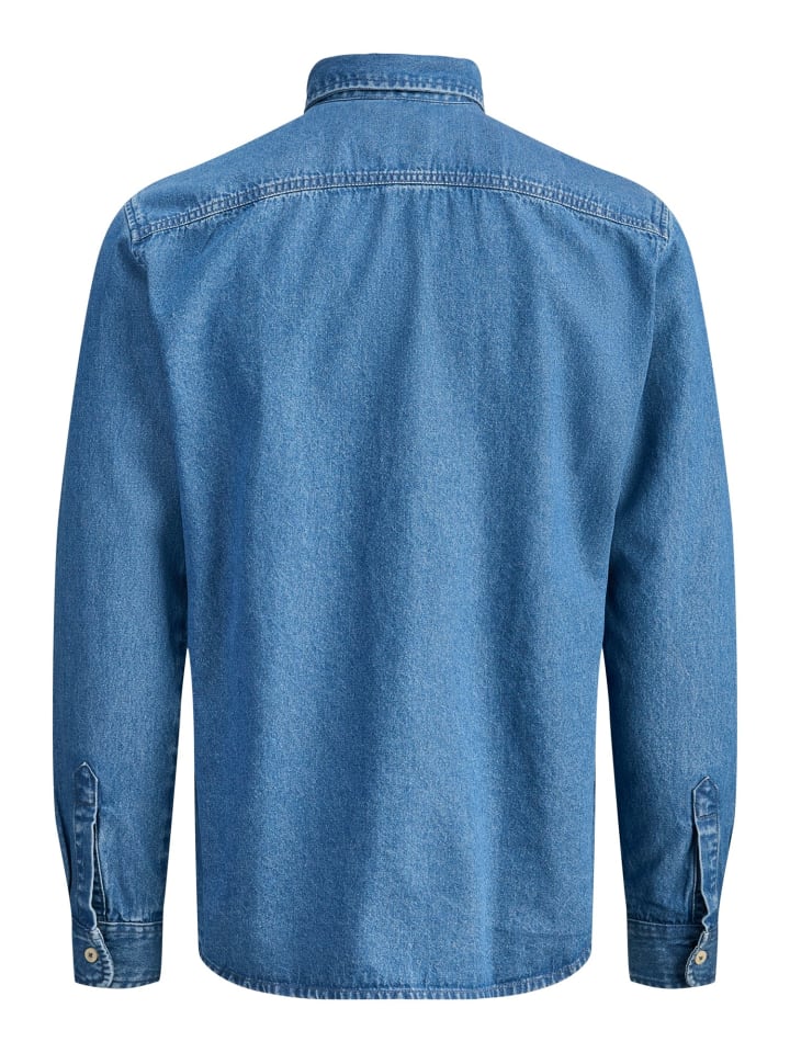 JACK & JONES Junior Джинсовая футболка приталенного кроя с длинными рукавами JJESTANLEY синего цвета — фото 2