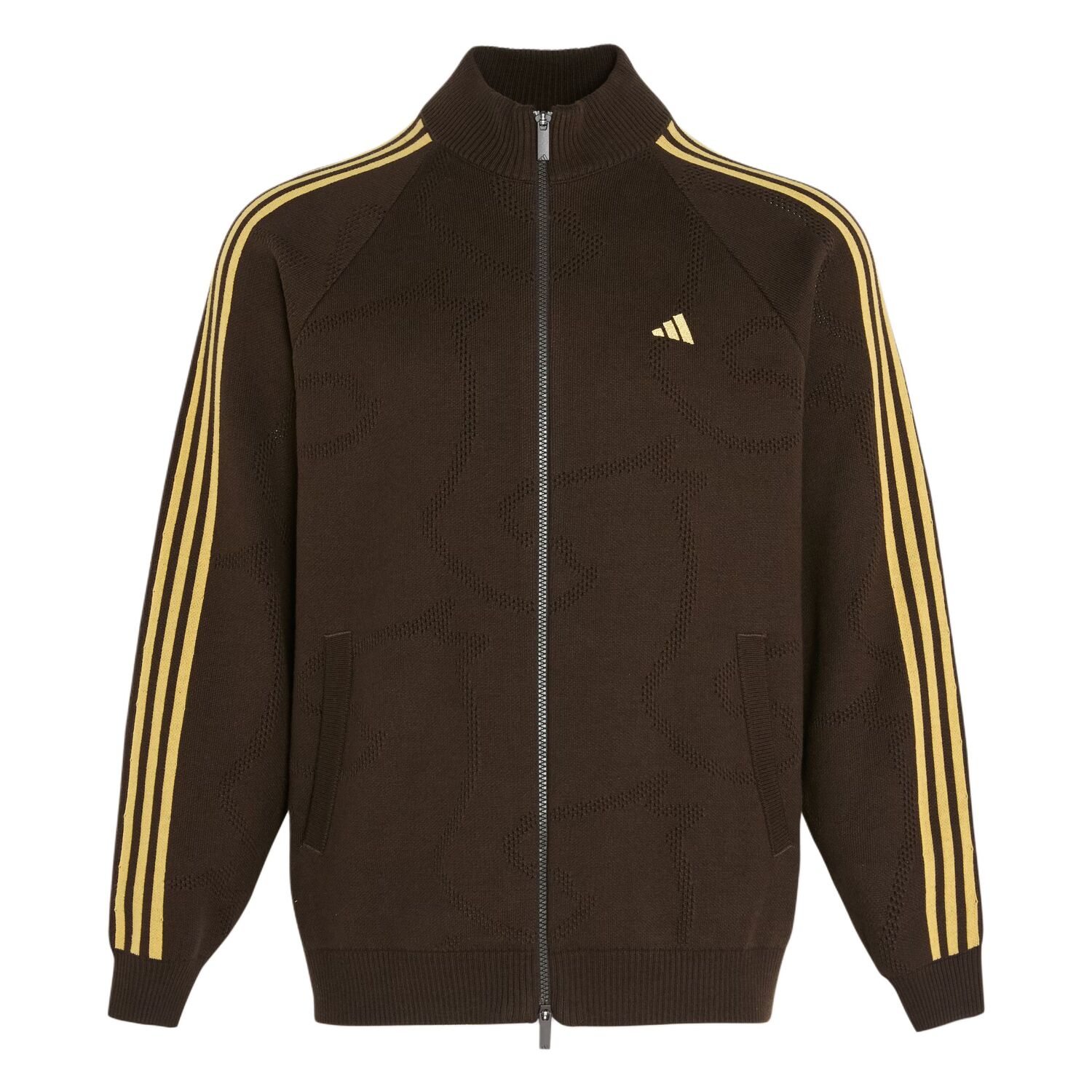 CNY Knitwear Мужской кардиган с воротником стойкой Adidas, aurora коричневый/желтый (includes 3 pairs of adidas socks) — фото 3